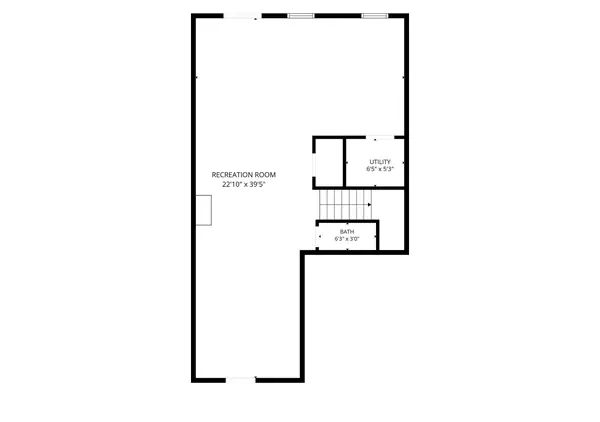 Floor plan — lower level with recreation room, bath and utility room